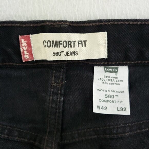 Levi's 560 Comfort Fit Jeans Black Denim Men's "42x32" Actual 42x30 - Picture 2 of 9